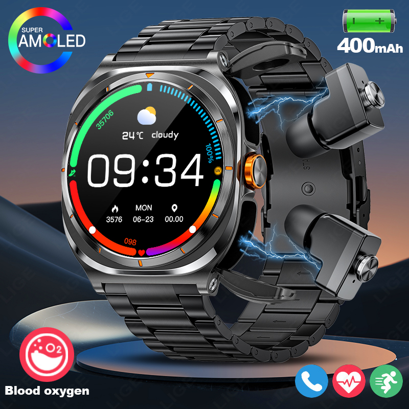 Smartwatch Running Watches For Men - Lige 2025 relógio sem fio fones