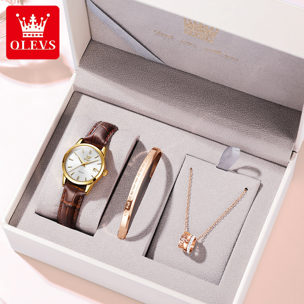 Olevs relógio 6898 relógios fe - Leather Watch Strap avaliação e preço