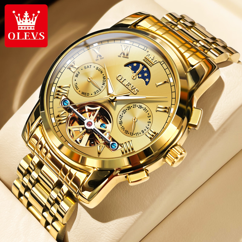 Olevs 6617 relógio mecânico cl - Leather Watch Strap avaliação e preço