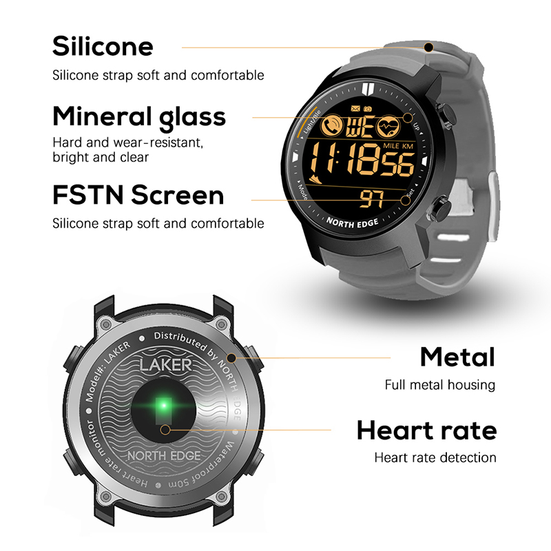 NORTH EDGE-Relógio Inteligente - Smartwatch Running Watches For Men avaliação e preço