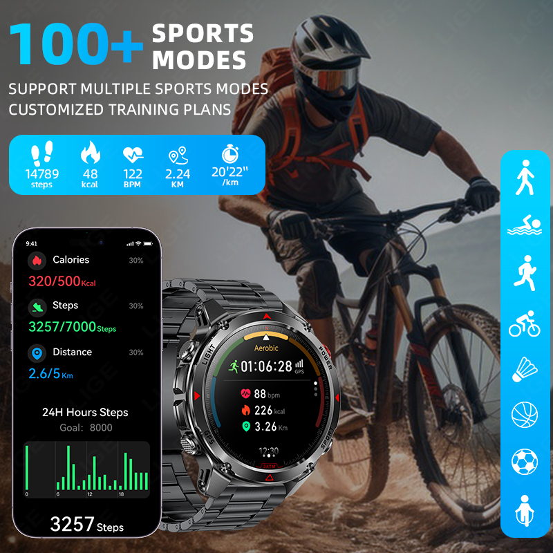 LIGE Novo Profissional GPS Esp - Smartwatch Running Watches For Men avaliação e preço