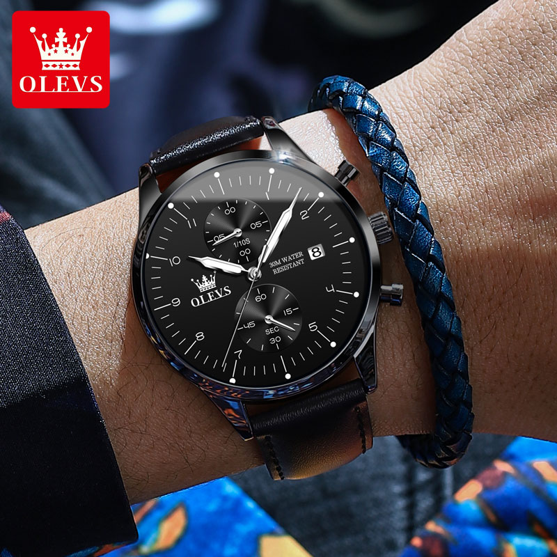 Relógio Masculino Casual OLEVS - Leather Watch Strap avaliação e preço