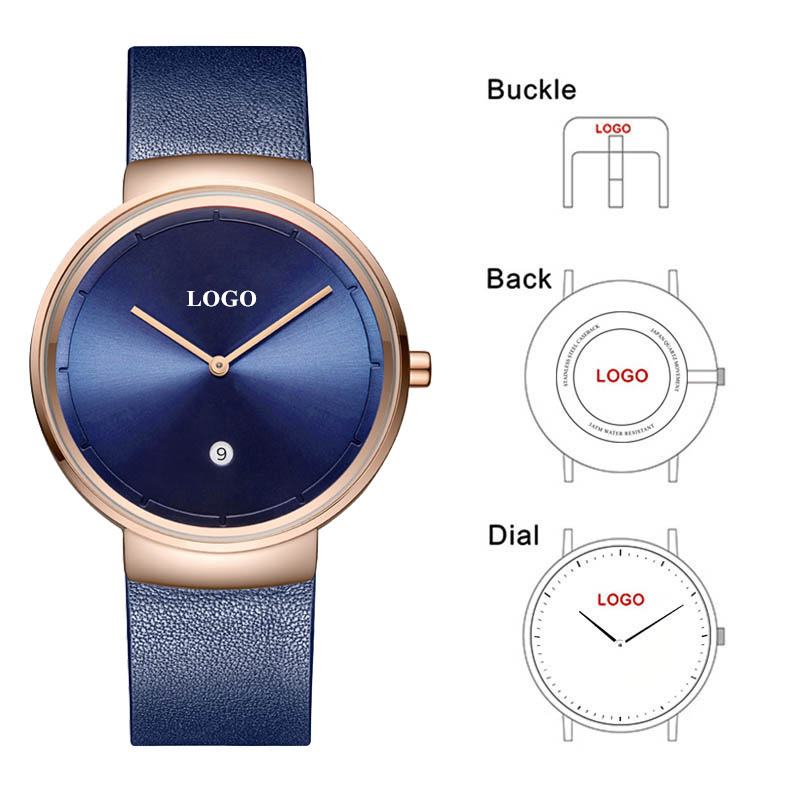 Custom Logo Watch para homens  - Leather Watch Strap avaliação e preço